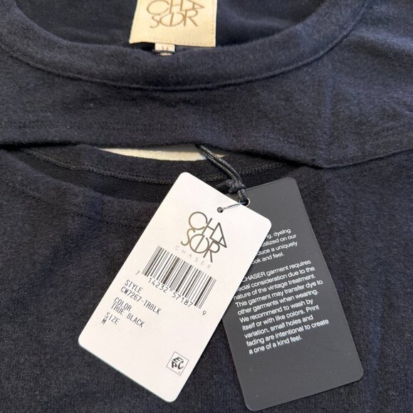 Chaser Black Cut Out Pull Over Sweater Size Medium - Picture 9 of 9